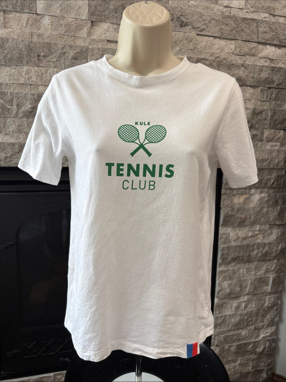 KULE White Tee with Green Tennis Graphic